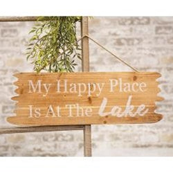 My Happy Place is at the Lake Distressed Wooden Sign