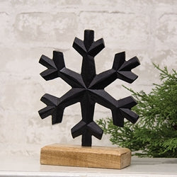 Cast Iron Snowflake On Wooden Base 8"H