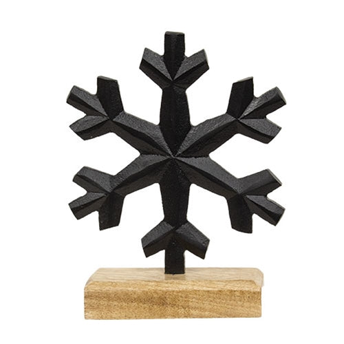 Cast Iron Snowflake On Wooden Base 8"H