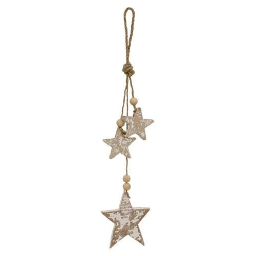 Beaded Snowy Triple Star Hanger