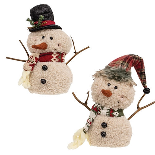 Stuffed Standing Sherpa Hat & Scarf Snowman 2 Asstd.