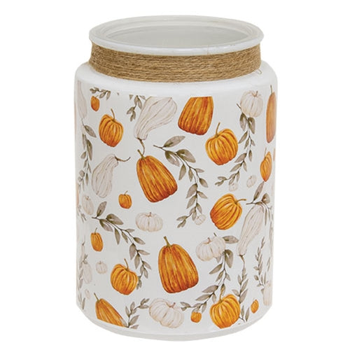 Pumpkin Patch Glass Milk Can