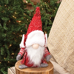 Fuzzy Red Gnome with Sweater Jacket