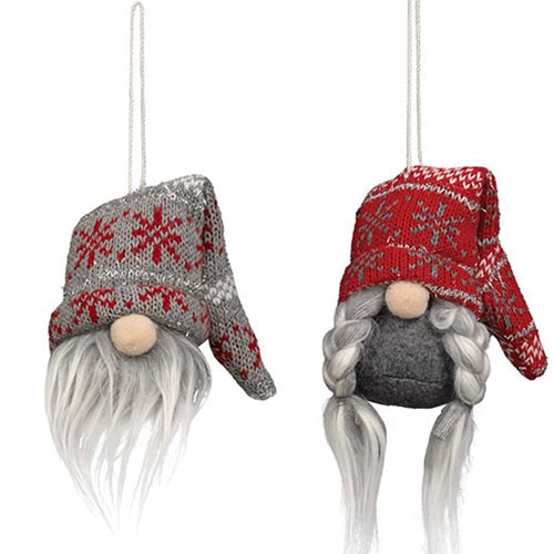 Mr & Mrs Christmas Sweater Gnome Ornaments 2 Asstd