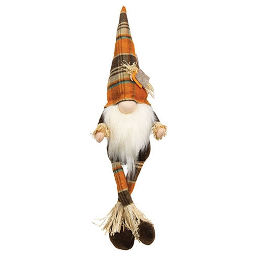 Harvest Plaid Scarecrow Dangle Leg Gnome