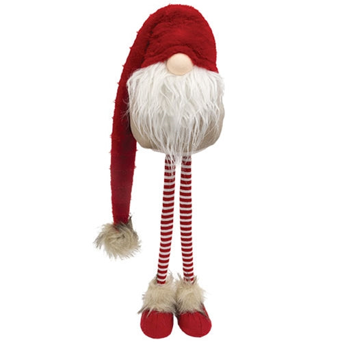 Standing Red Fuzzy Gnome w/Dangle Hat