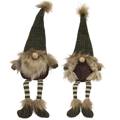 Mr  & Mrs Green Knit Dangle Leg Gnome - 2 Asstd