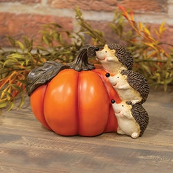 Resin Pumpkin and Hedgehogs Sitter