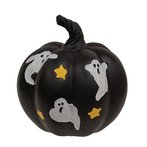 Black Resin Pumpkin w/Ghosts & Stars