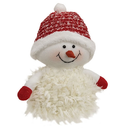 Red Nubby Knit Snowman Sitting