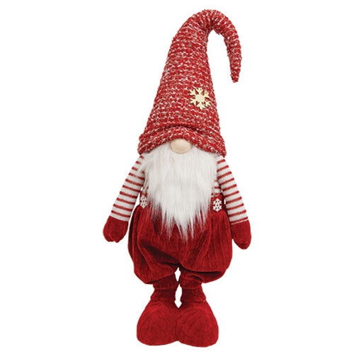 Red Nubby Stuffed Standing Gnome 31"H