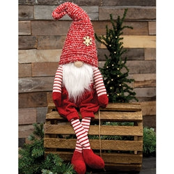 Red Nubby Fabric Dangle Leg  Gnome