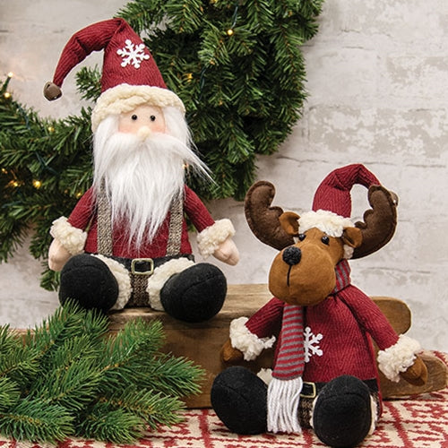 Cozy Snowflake Stuffed Moose/Santa Sitter 2 Asstd.