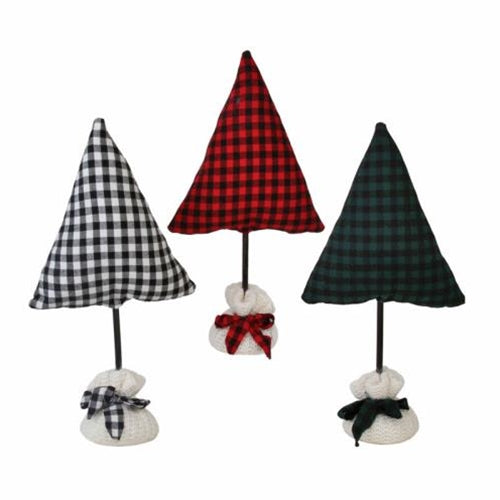 Med Plush Plaid Tree 3 Asstd.