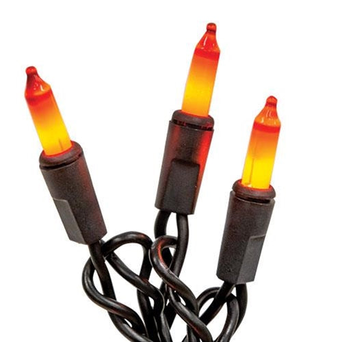 Orange Light Strand Black Cord - 20 Ct