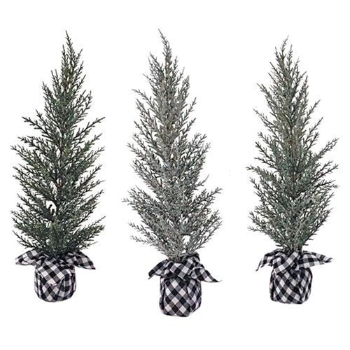 Large Pine Tree w/White/Black Plaid Base 3 Asstd.