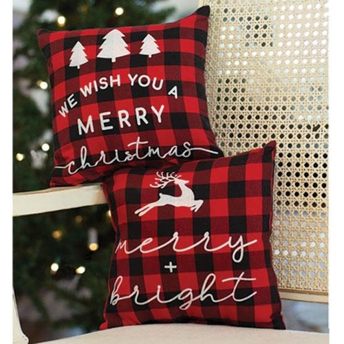 Merry and Bright Buffalo Check Pillow