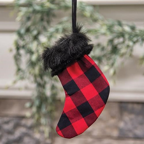 Red Buffalo Check and Faux Fur Stocking Ornament