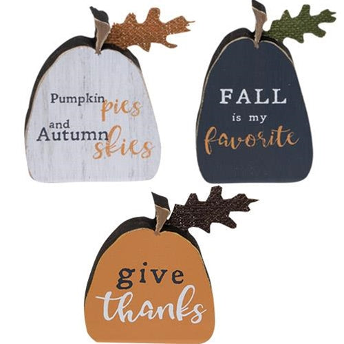 3/Set Fall Phrases Freestanding Pumpkins