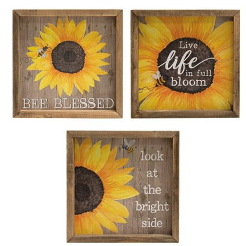 Bee Blessed Sunflower Frame 3 Asstd.