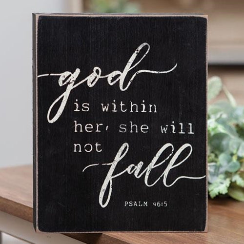 She Will Not Fall Box Sign