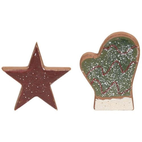 2/Set Mitten & Star Wooden Cookies