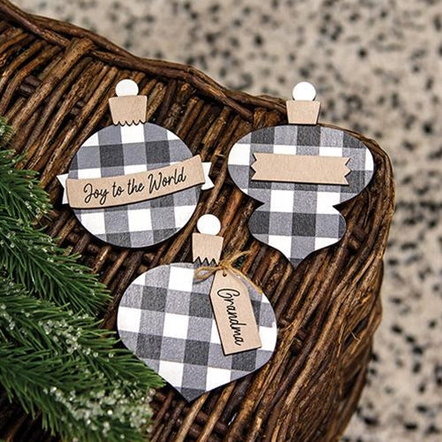 Buffalo Check Traditional Customizable Clip Ornament 3 Asstd.