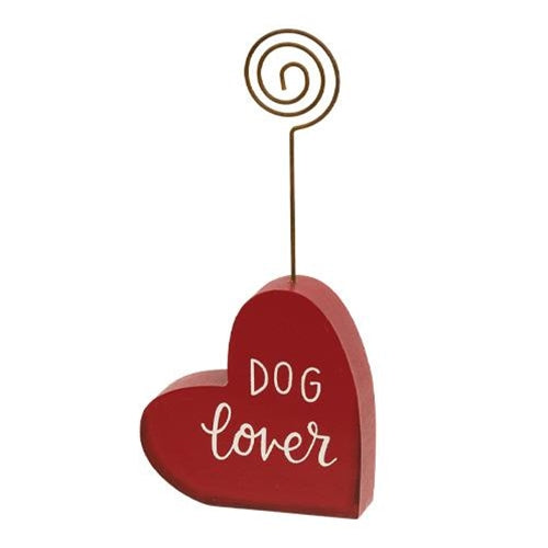 Dog Love Wooden Heart Photo Holder