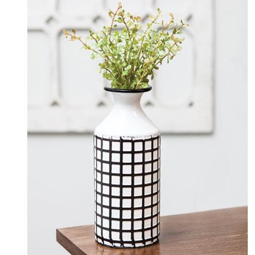 Farmhouse Check Enamel Vase Small