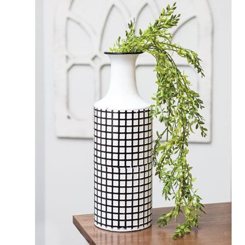 Farmhouse Check Enamel Vase Large