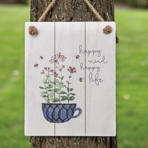 Happy Mind Happy Life Distressed Shiplap Sign