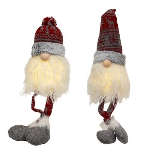 Nordic Snowflake Dangle Leg Gnome w/LED Lights 2 Asstd.