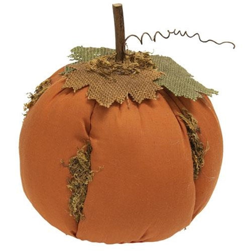 Mossy Orange Stuffed Pumpkin 6.5" x 7.5"