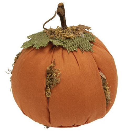 Mossy Orange Stuffed Pumpkin 5" x  6"