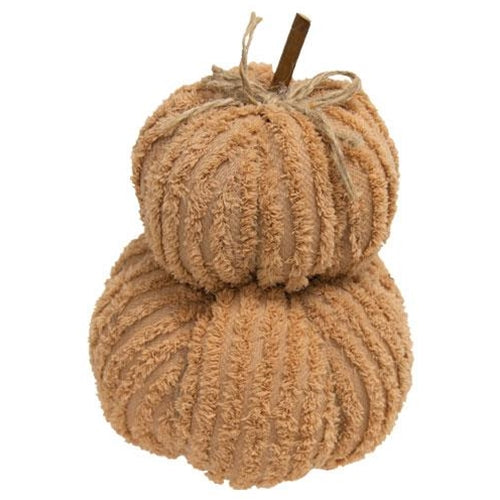 Mini Dusty Orange Chenille Pumpkin Stack