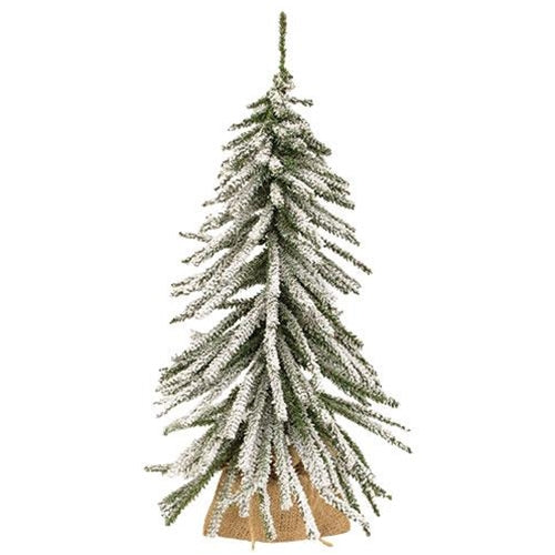 Flocked Mini Downswept Tree With Burlap Base 24"