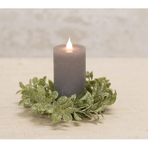 Flocked Laurel Candle Ring 2.5"