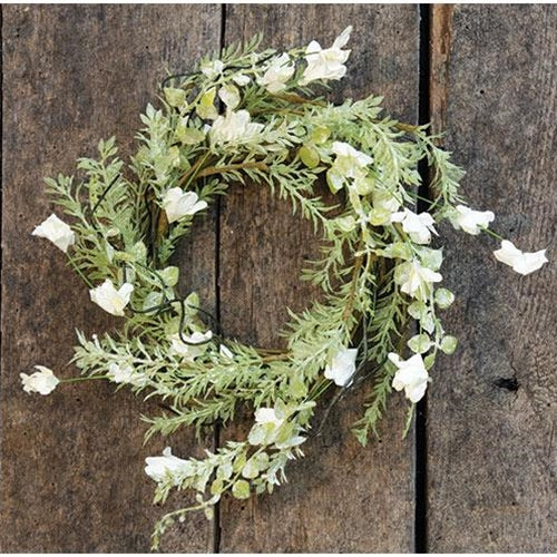 White Lobelia Candle Ring 4.5"