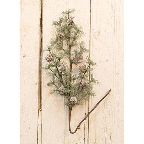 Vintage Glitter Birchcone Pine Spray 28"