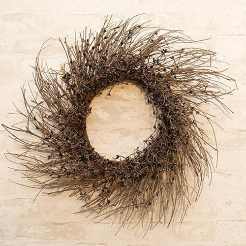 Grey & Black Pip Twig Wreath 22"