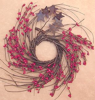 Red Pip & Star Twig Wreath 10"