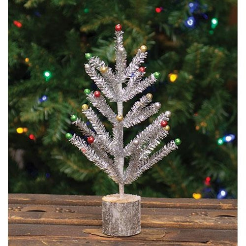 Snazzy Silver Tinsel Tree 12"