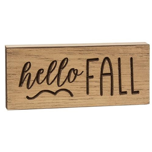 Hello Fall Engraved Block 3.5" x 8"