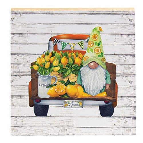 Lemon Gnome & Truck Square Block