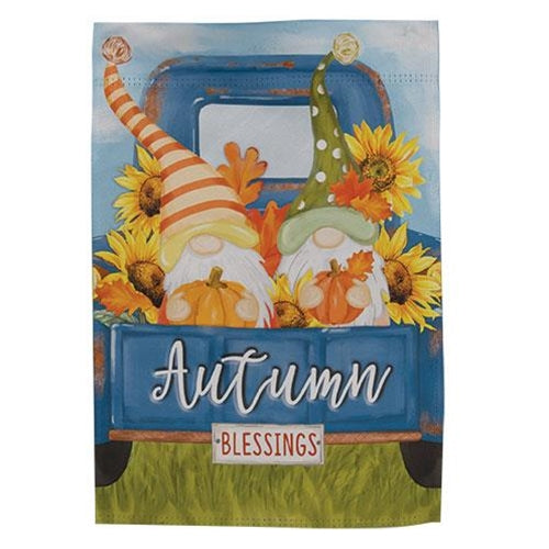 Autumn Blessings Gnomes in Truck Garden Flag