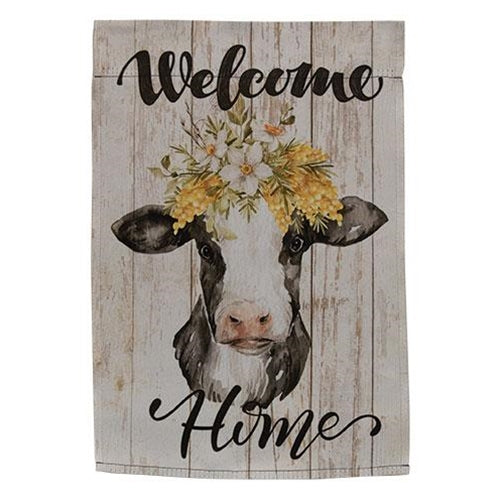 Welcome Home Cow Portrait Garden Flag