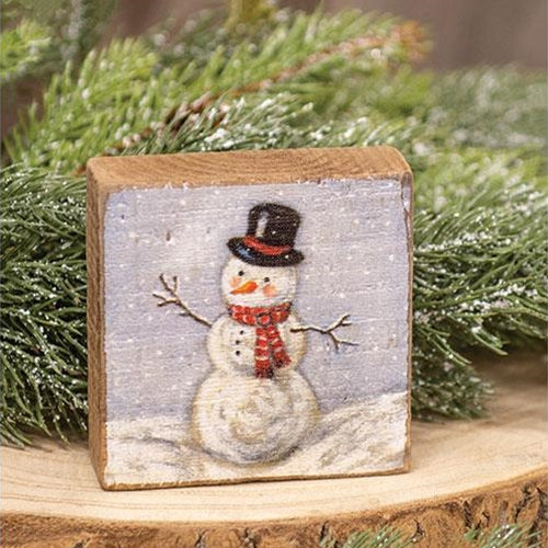 Snowman Distressed Block