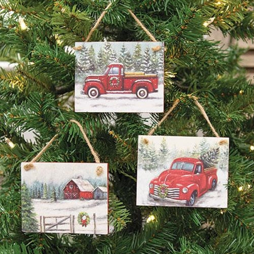 3/Set Farm Life Distressed Ornaments