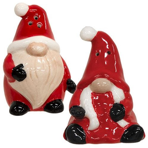 2/Set Mr. & Mrs. Santa Gnome Salt & Pepper Shakers