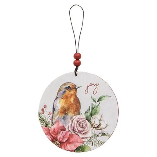 3/Set Round Wooden Winter Bird Ornaments